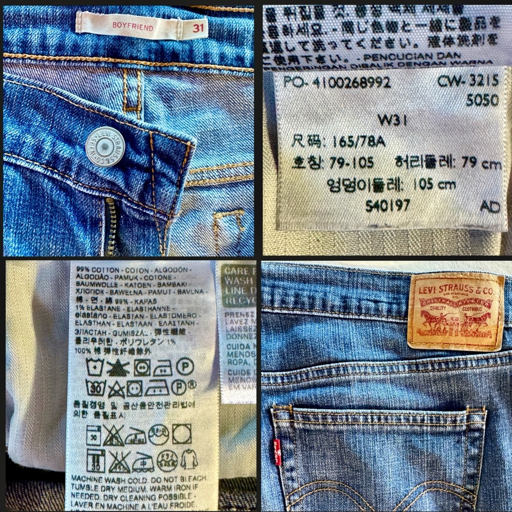 Levi's Boyfriend Jeans Mid-Rise Tapered Leg (W31 L27) - Picture 5 of 16